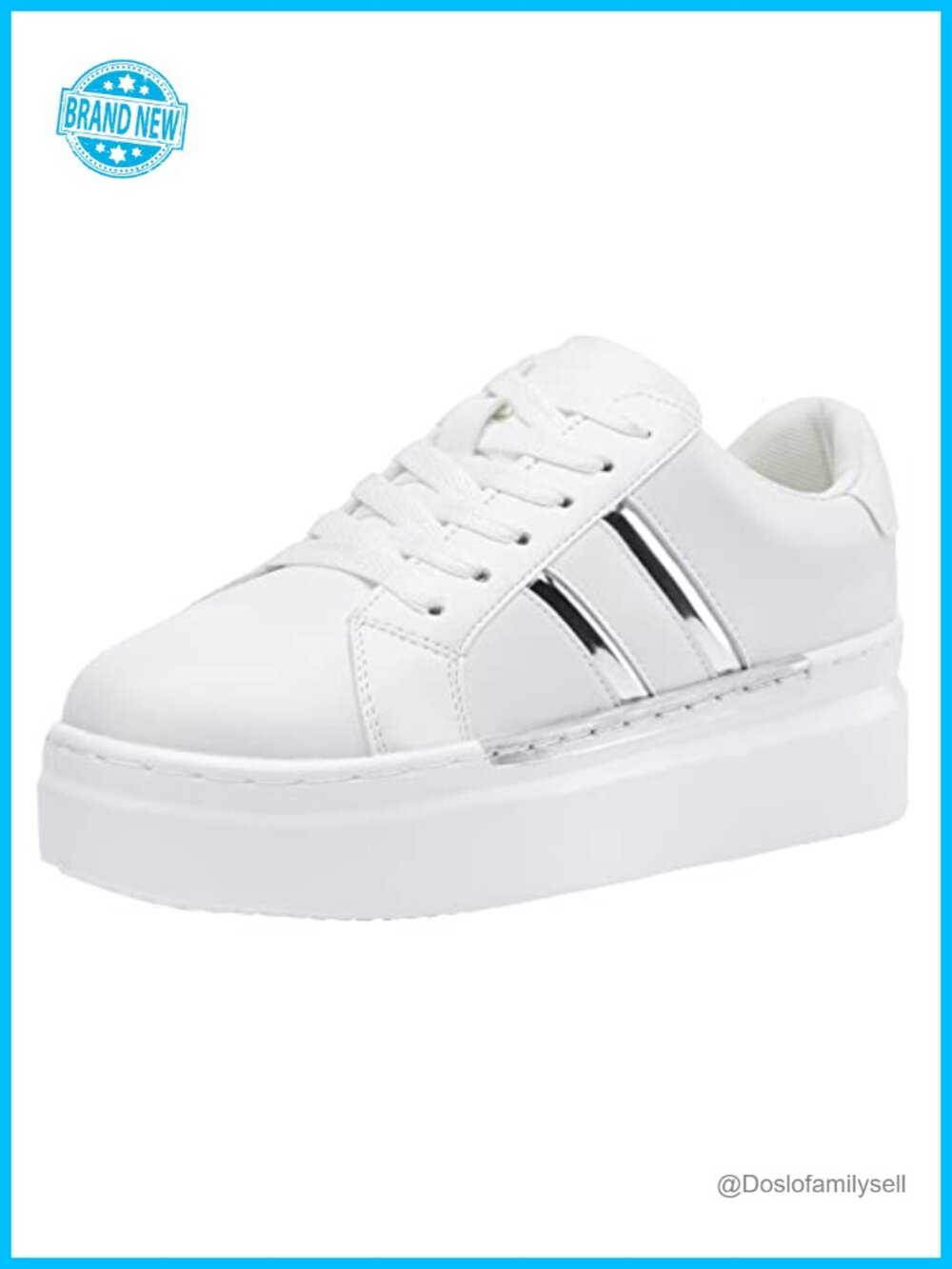Women's Platform Sneakers Chunky Lace-Up Fashion Tennis Shoes Faux Leather